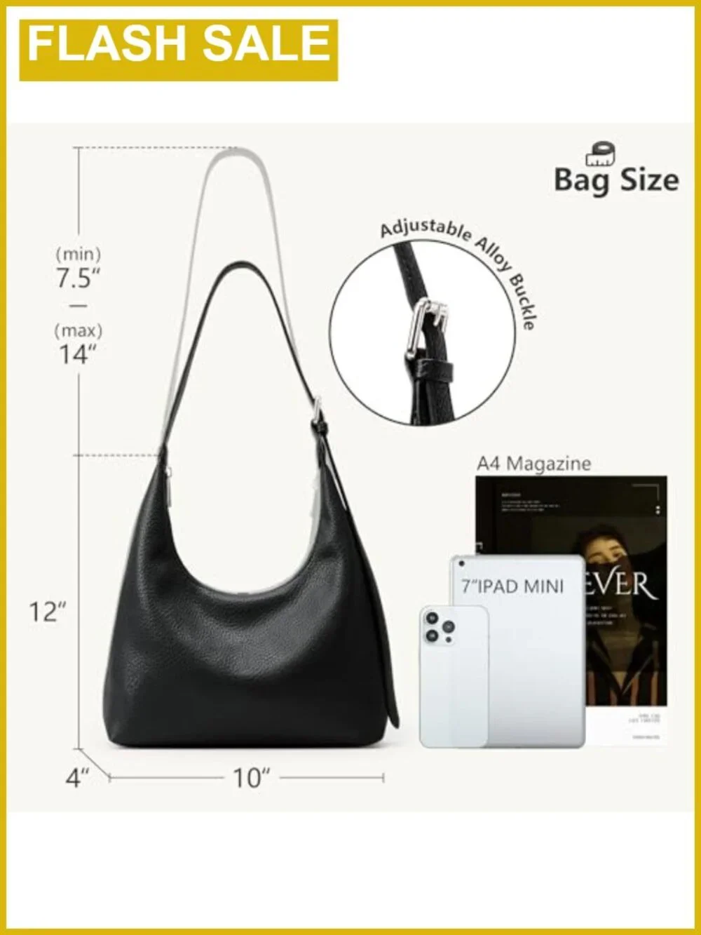 Vegan Leather Crescent Hobo Bag with Adjustable Crossbody Strap